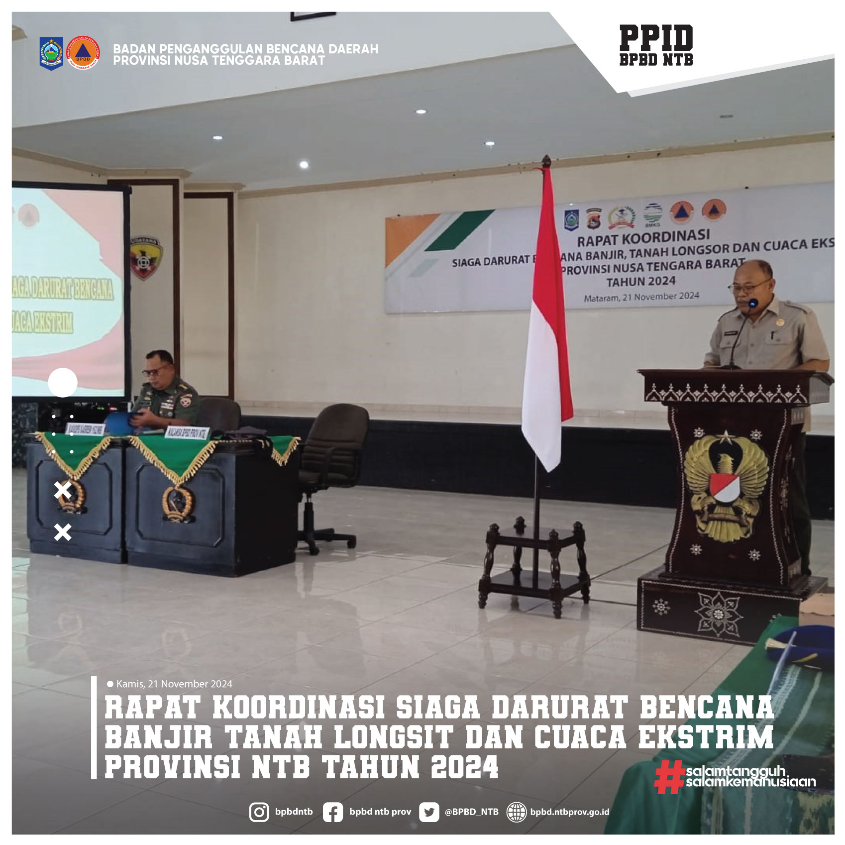 Rapat Koordinasi Siaga Darurat Bencana Banjir, Tanah longsor, dan cuaca Ekstrim Provinsi Nusa Tenggara Barat Tahun 2024