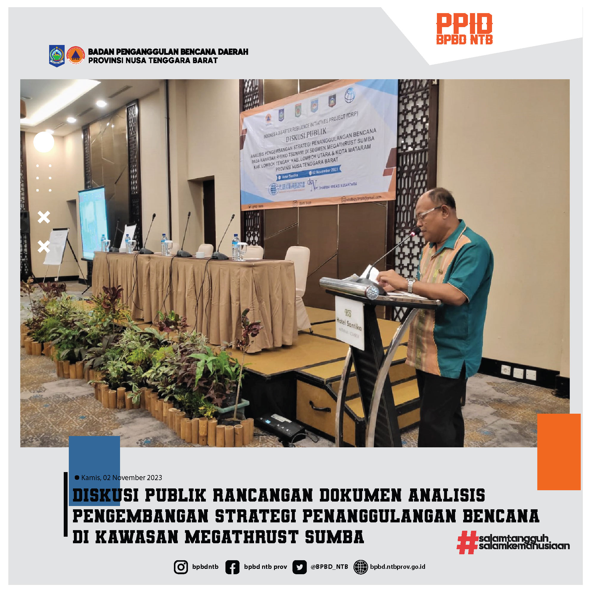 Diskusi Publik Rancangan Dokumen Analisis Pengembangan Strategi Penanggulangan Bencana di Kawasan Megathrust Sumba (Kamis, 02 November 2023)