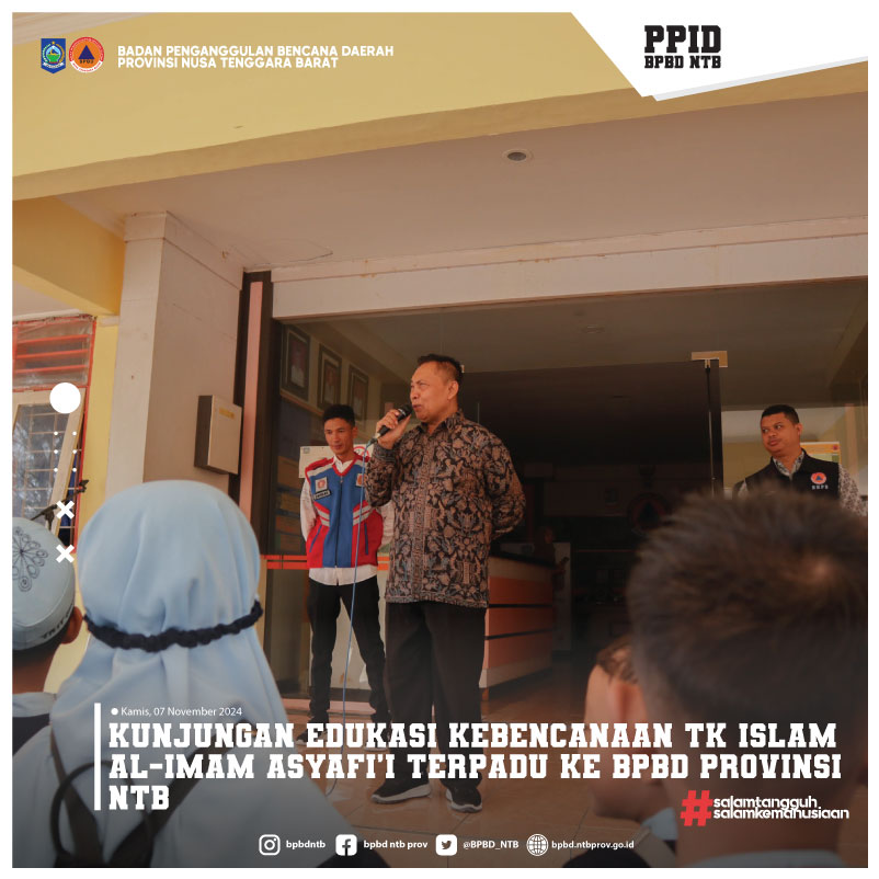 Kunjungan Edukasi kebencanaan TK Islam Al-Imam As-Syafi'i ke Kantor BPBD Provinsi NTB
