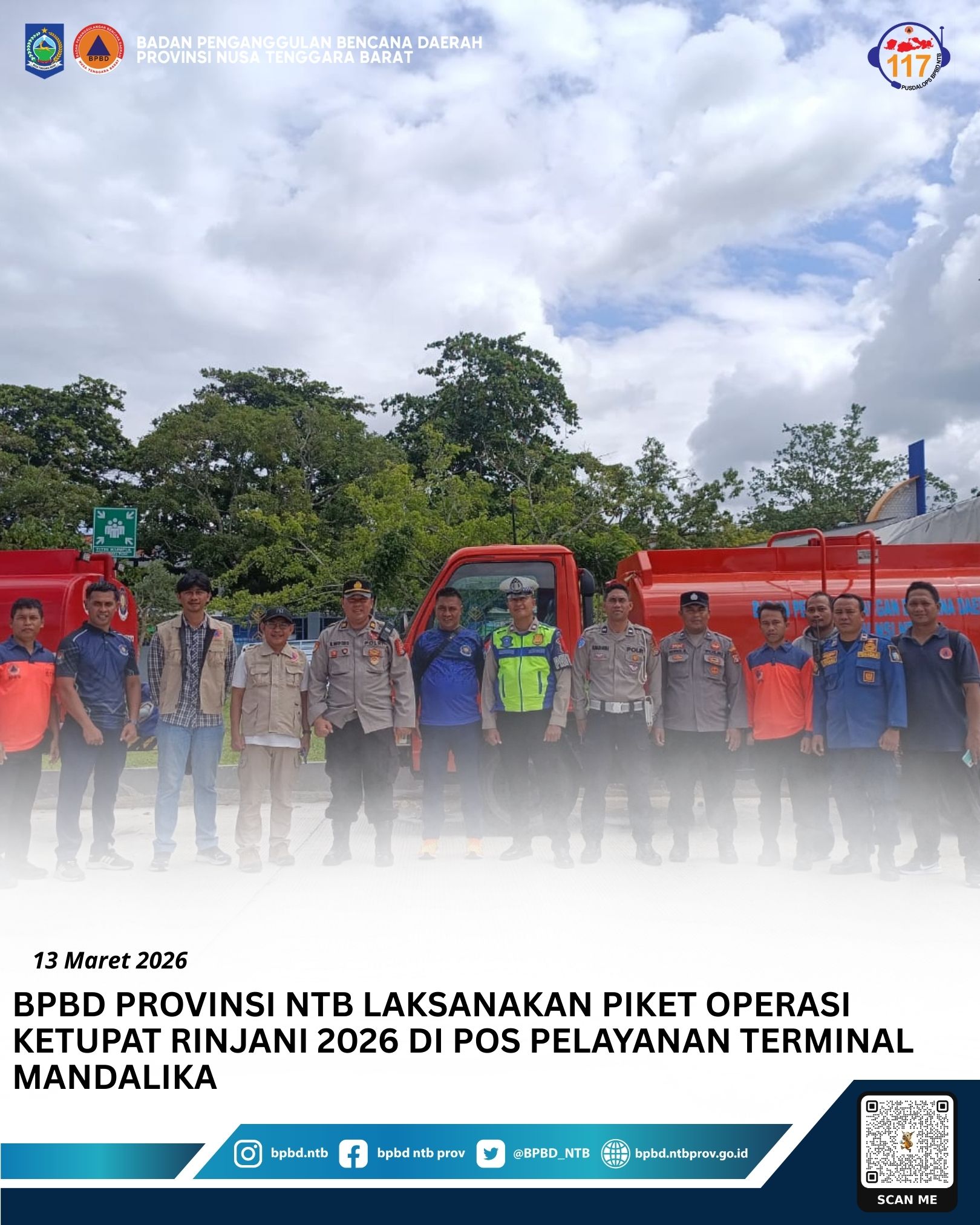 BPBD Provinsi NTB Laksanakan Piket Operasi Ketupat Rinjani 2026 di Pos Pelayanan Terminal Mandalika