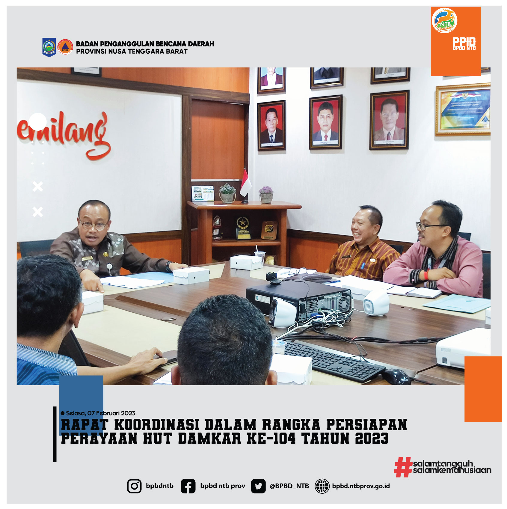 Rapat Koordinasi dalam rangka Persiapan Perayaan HUT Damkar ke-104 Tahun 2023 (Selasa, 07 Februari 2023)