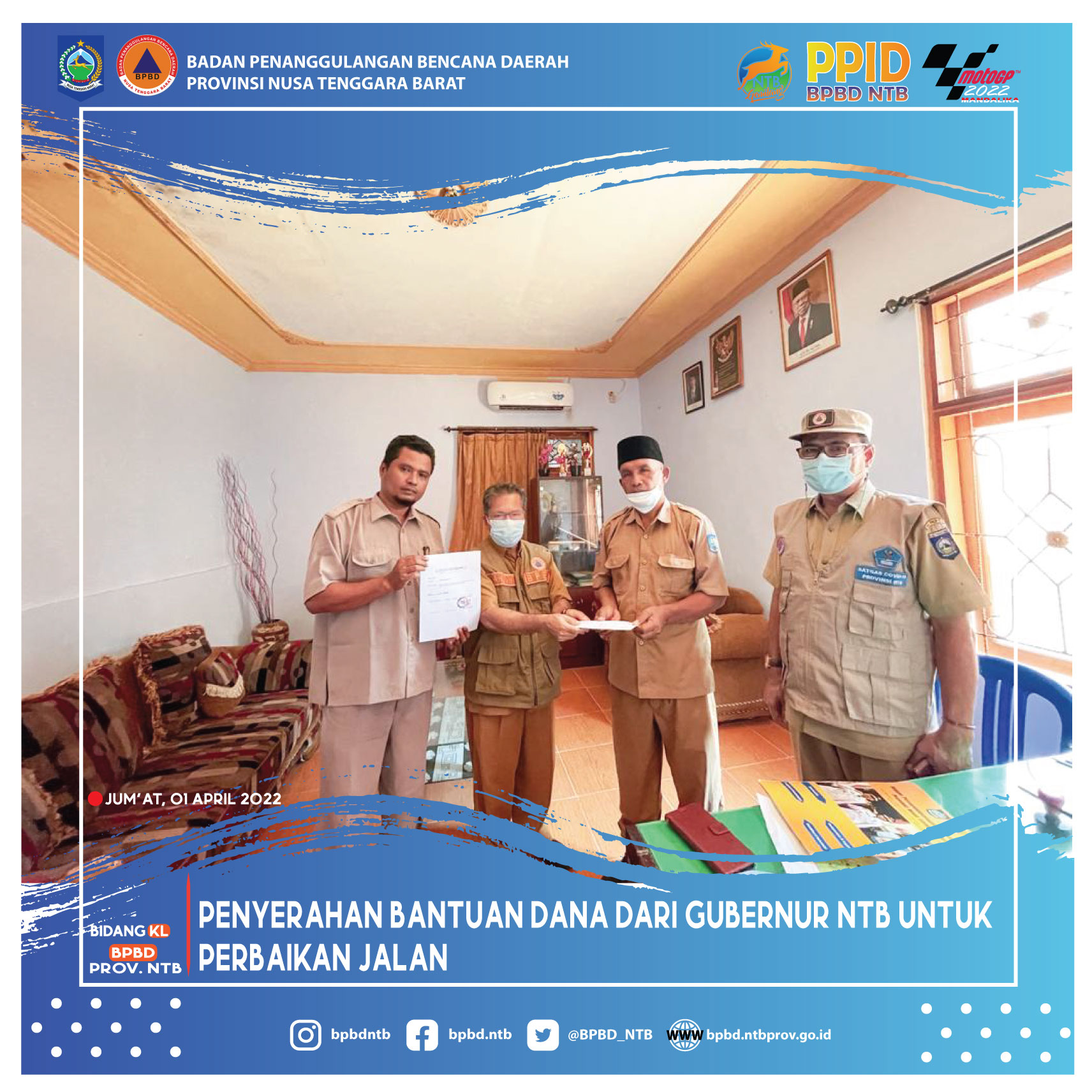 Penyerahan Bantuan Dana Dari Gubernur NTB (Senin, 04 April 2022)