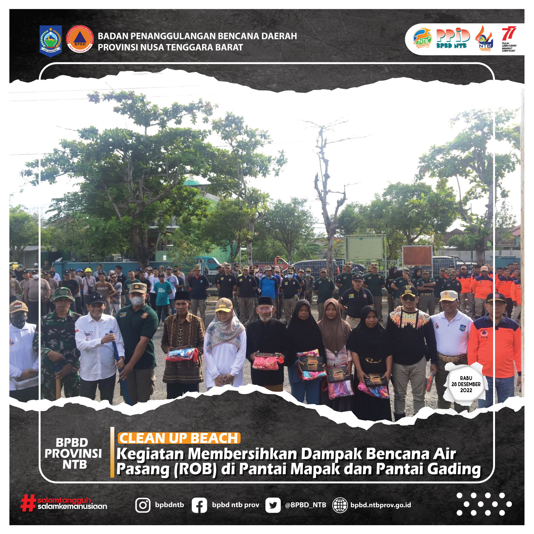 Kegiatan Membersihkan Dampak Bencana Air Pasang (ROB) di Pantai Mapak dan Pantai Gading (Rabu, 28 Desember 2022)