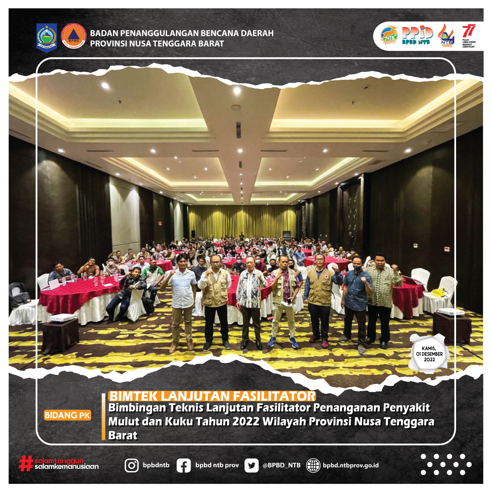 Bimtek Lanjutan Fasilitator Penanganan Penyakit Mulut dan Kuku di Wilayah Provinsi NTB (Kamis, 01 Desember 2022)