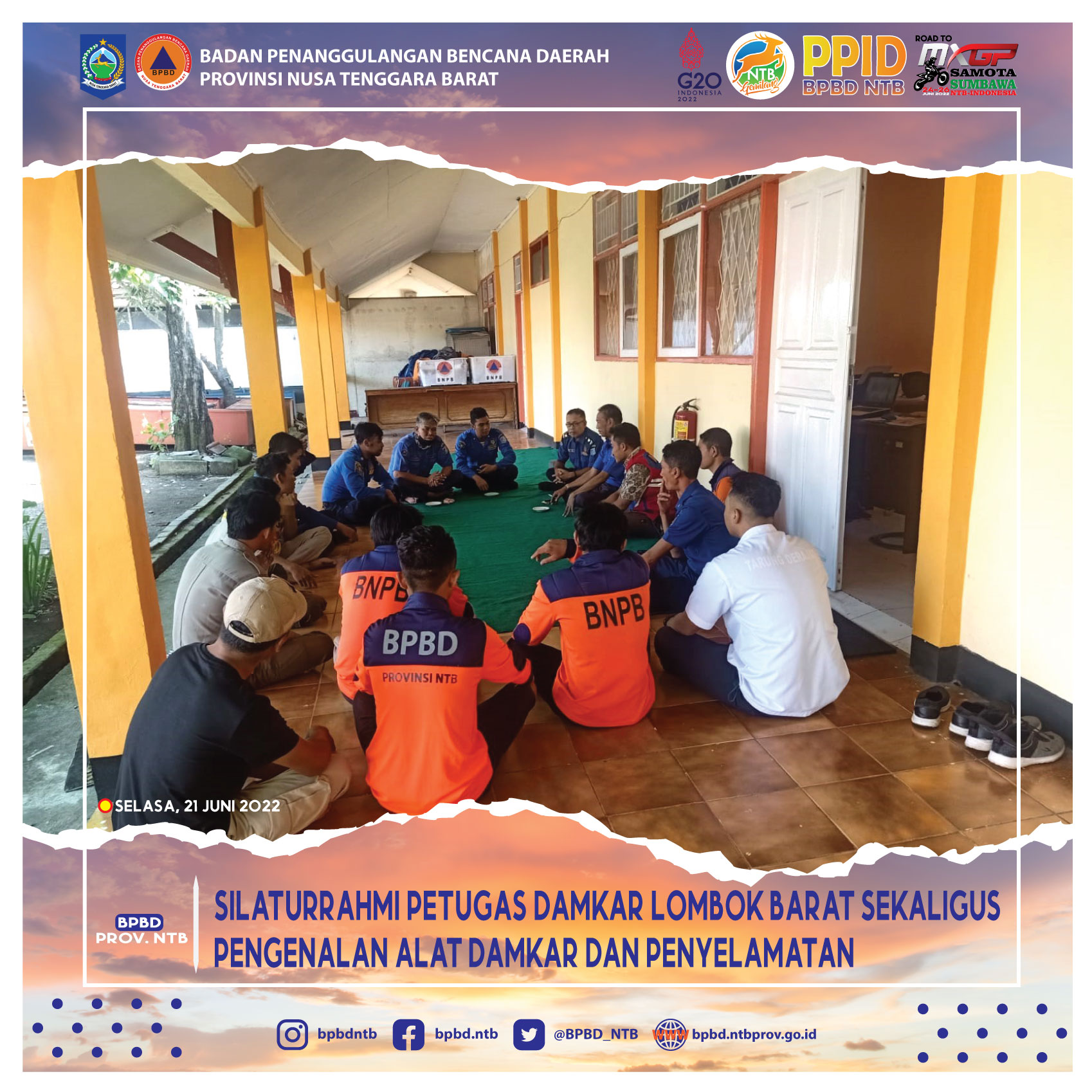 Silaturrahmi Petugas Damkar Lombok Barat Sekaligus Pengenalan Alat Damkar Dan Penyelamatan (Selasa, 21 Juni 2022)