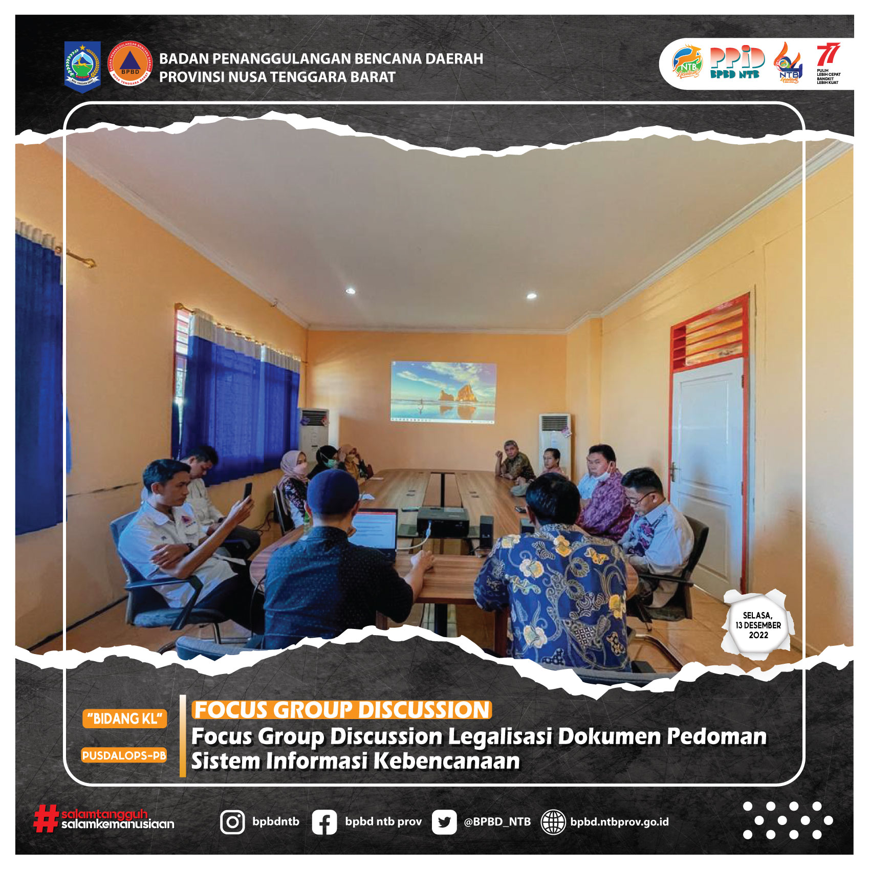 Focus Group Discussion Legalisasi Dokumen Pedoman Sistem Informasi Kebencanaan (Selasa, 13 Desember 2022)