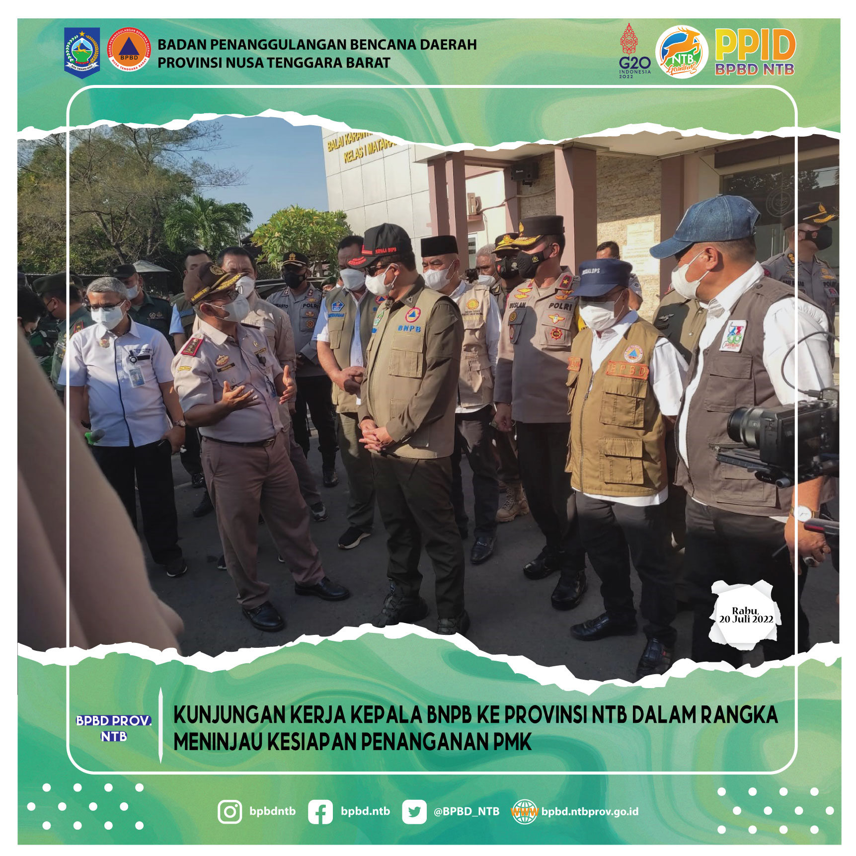 Kunjungan Kerja Kepala BNPB ke Provinsi NTB dalam rangka Meninjau Kesiapan Penanganan PMK (Rabu, 20 Juli 2022)