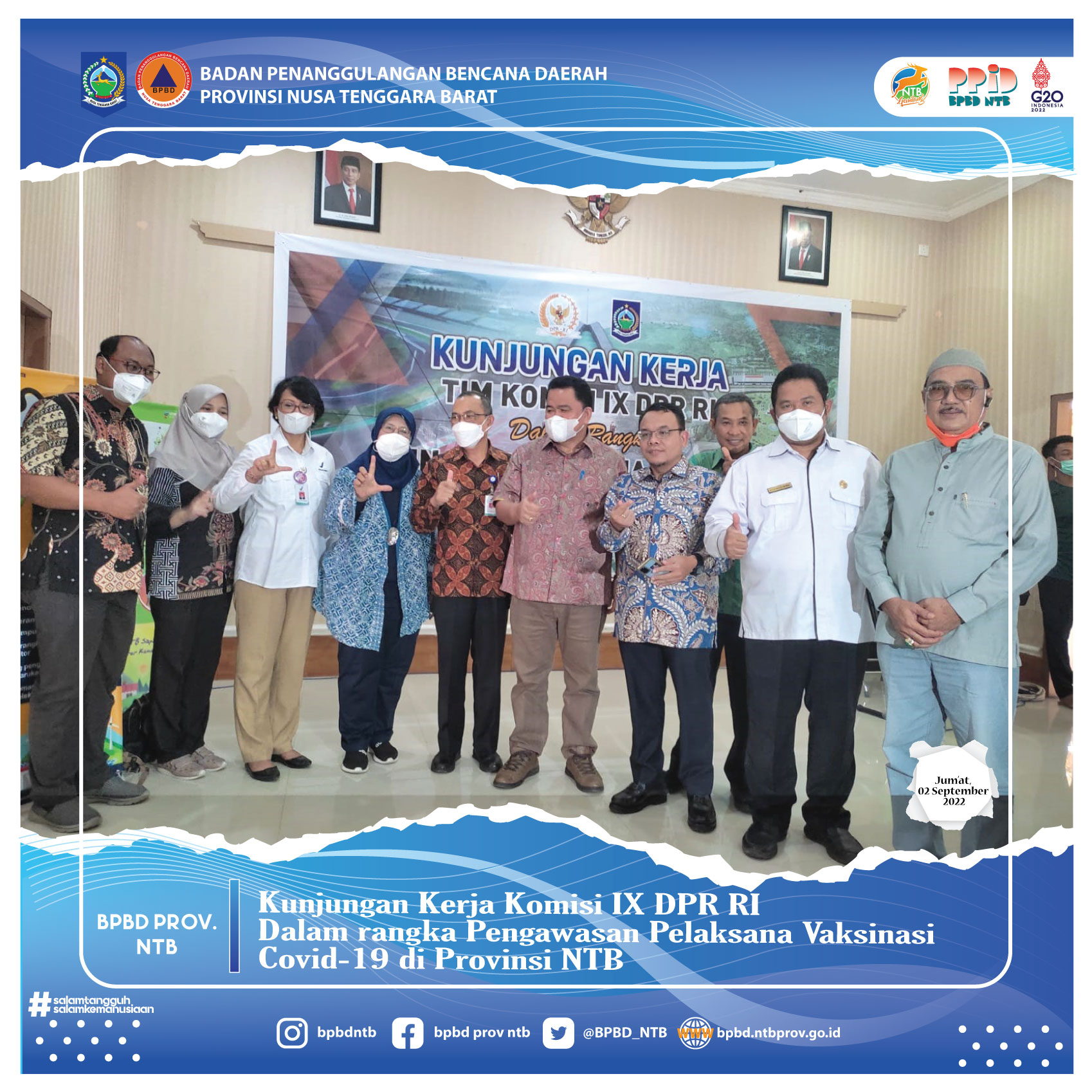 Kunjungan Kerja Komisi IX DPR RI Dalam rangka Pengawasan Pelaksana Vaksinasi Covid-19 di Provinsi NTB (Jum'at, 02 September 2022)