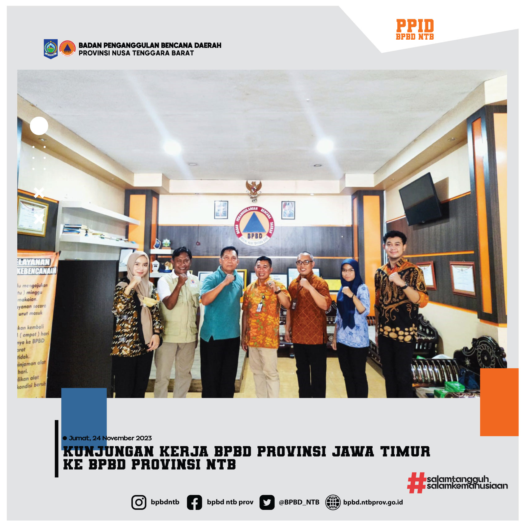 Kunjungan Kerja BPBD Provinsi Jawa Timur Ke BPBD Provinsi NTB (Jumat, 24 November 2023)