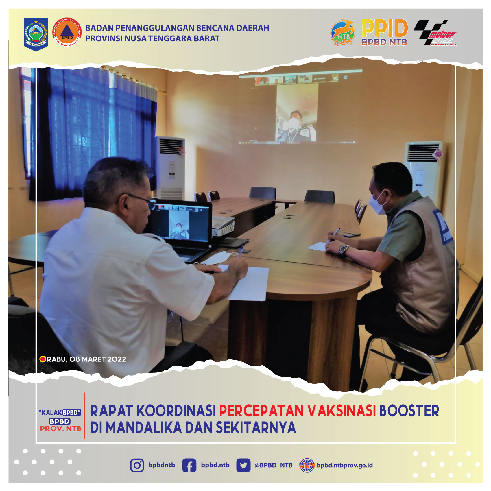 Rapat Koordinasi Percepatan Vaksinasi Booster di Mandalika dan Sekitarnya (Rabu, 09 Maret 2022)