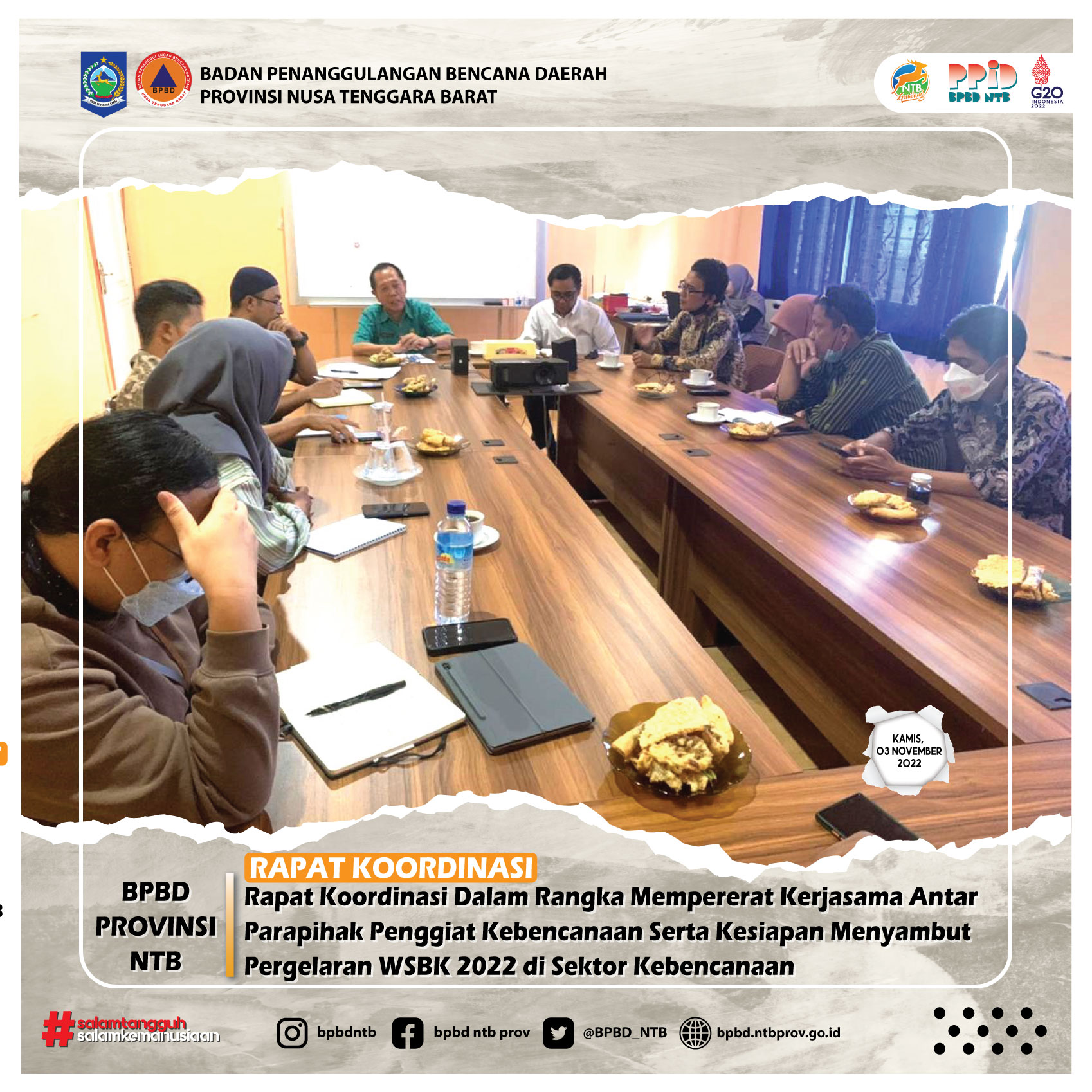 Rapat Koordinasi Dalam Rangka Mempererat Kerjasama Antar Parapihak Penggiat Kebencanaan Serta Kesiapan Menyambut Pergelaran WSBK 2022 di Sektor Kebencanaan (Kamis, 03 November 2022)