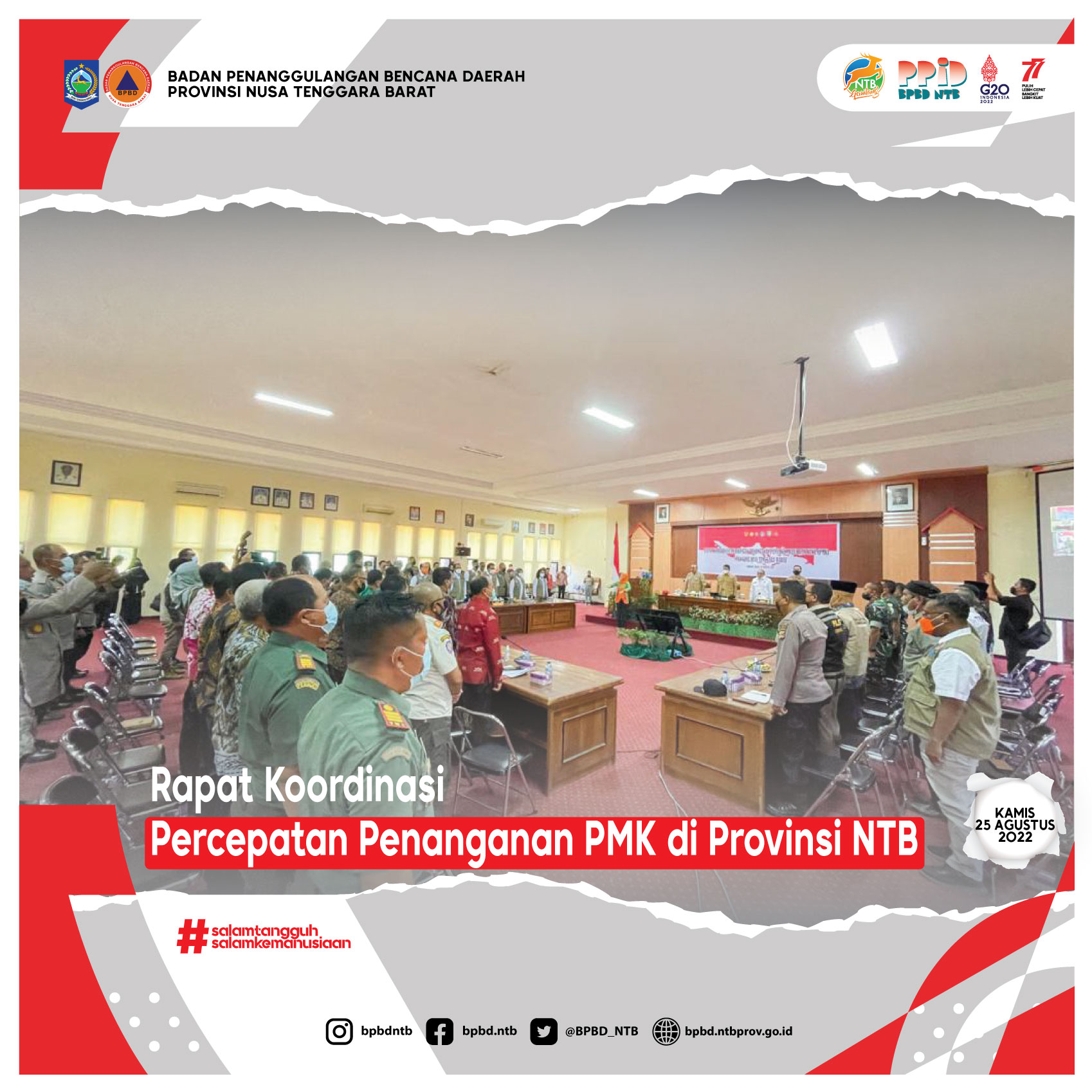 Rapat Koordinasi Percepatan Penanganan PMK di Provinsi NTB (Kamis, 25 Agustus 2022)
