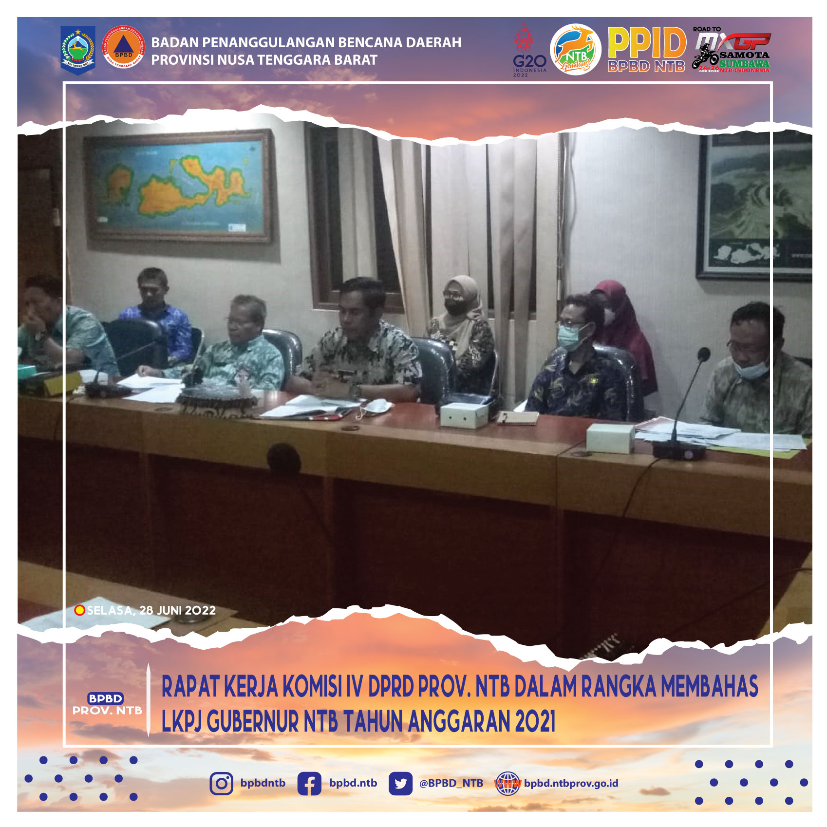 Rapat Kerja Komisi IV DPRD Prov. NTB dalam rangka membahas LKPJ Gubernur NTB Tahun Anggaran 2021 (Selasa, 28 Juni 2022)