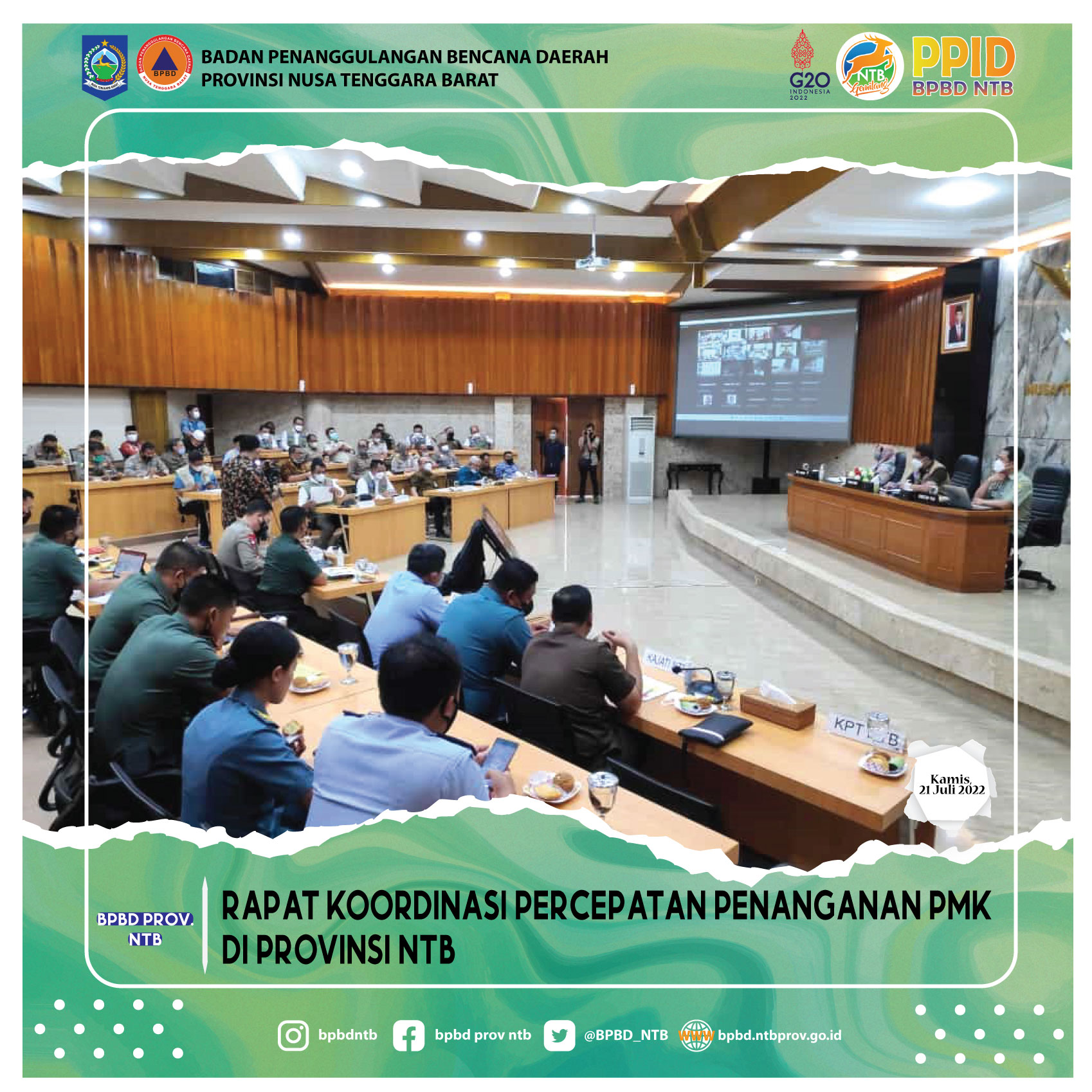 Rapat Koordinasi Percepatan Penanganan PMK di Provinsi NTB (Kamis, 21 Juli 2022)