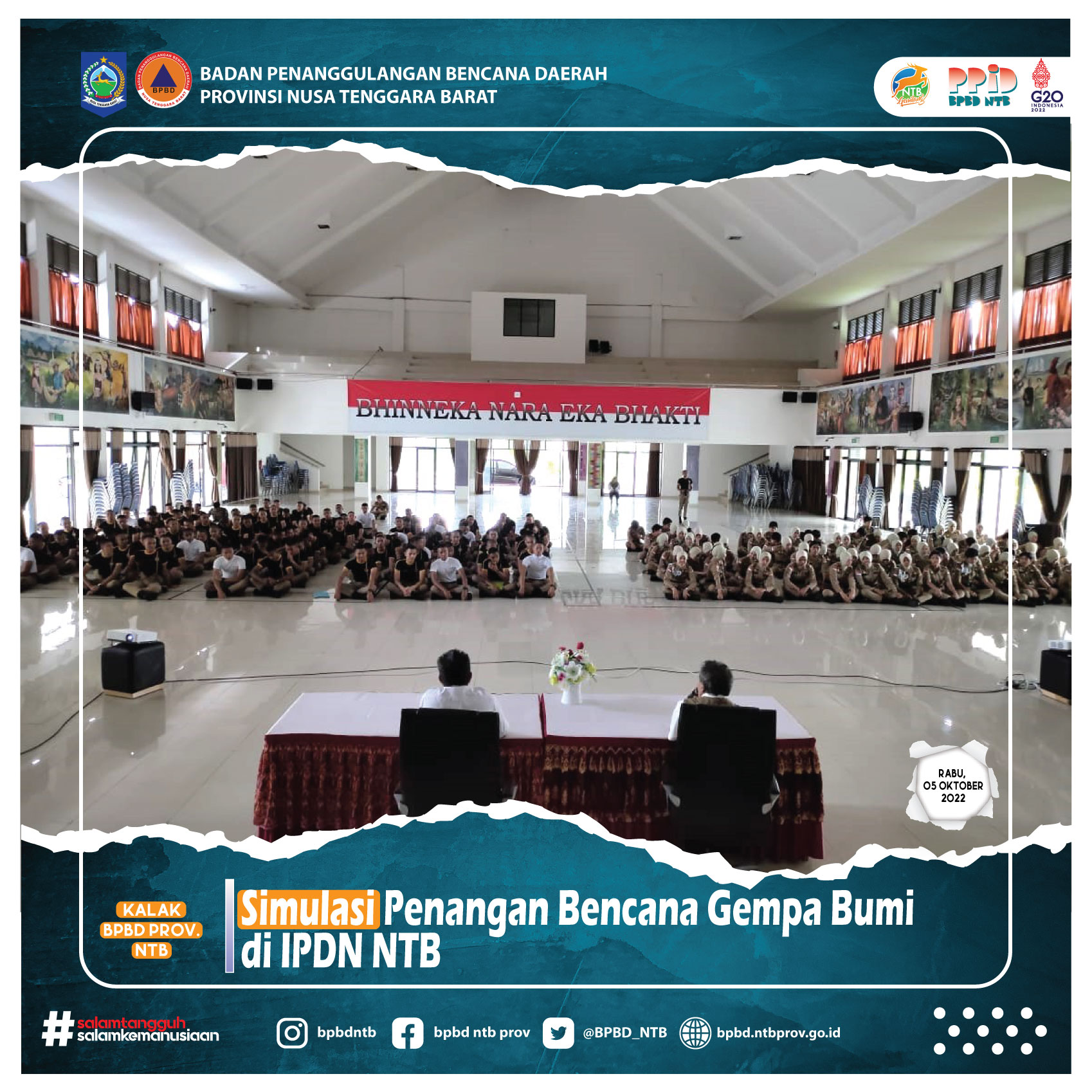 Simulasi Penangan Bencana Gempa Bumi di IPDN NTB (Kamis, 05 Oktober 2022)