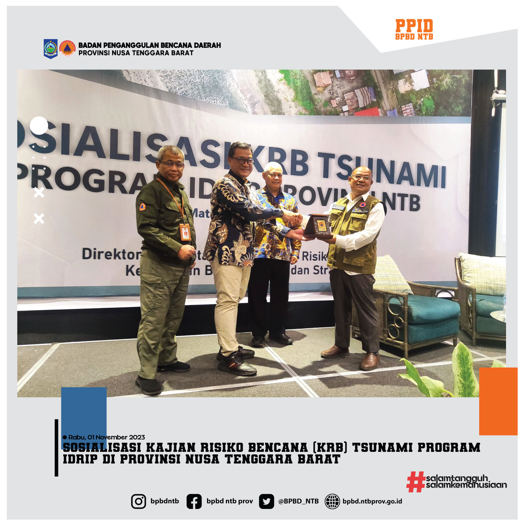 Sosialisasi Kajian Risiko Bencana (KRB) Tsunami Program IDRIP Di Provinsi Nusa Tenggara Barat (Rabu, 1 November 2023)