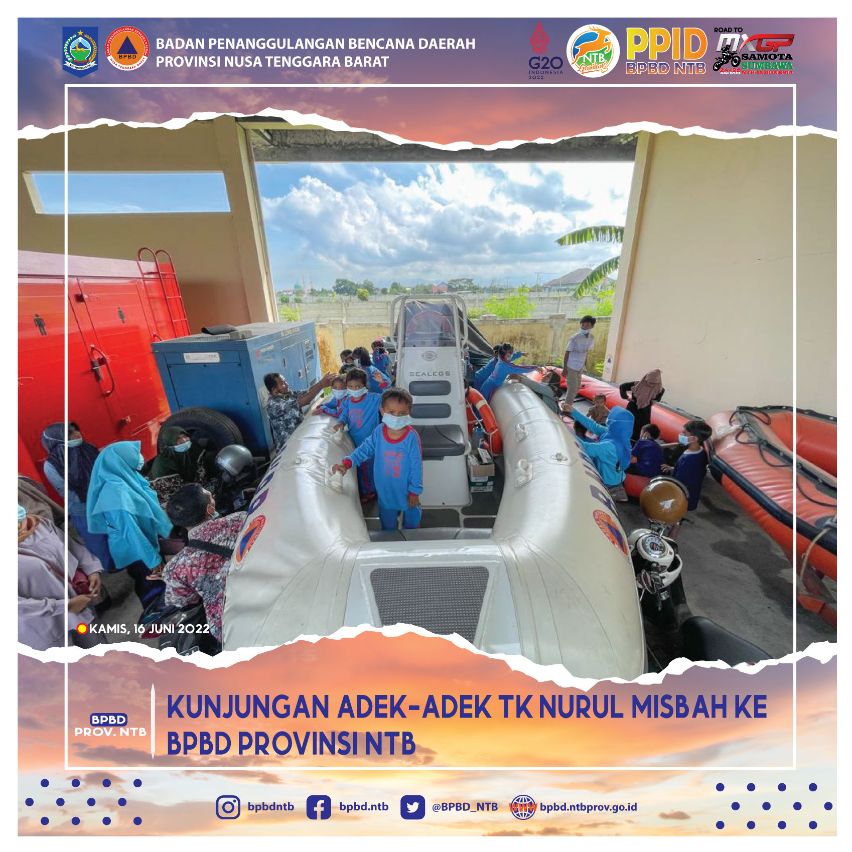 Kunjungan Adek-adek TK Nurul Misbah ke BPBD Provinsi NTB (Kamis, 16 Juni 2022)