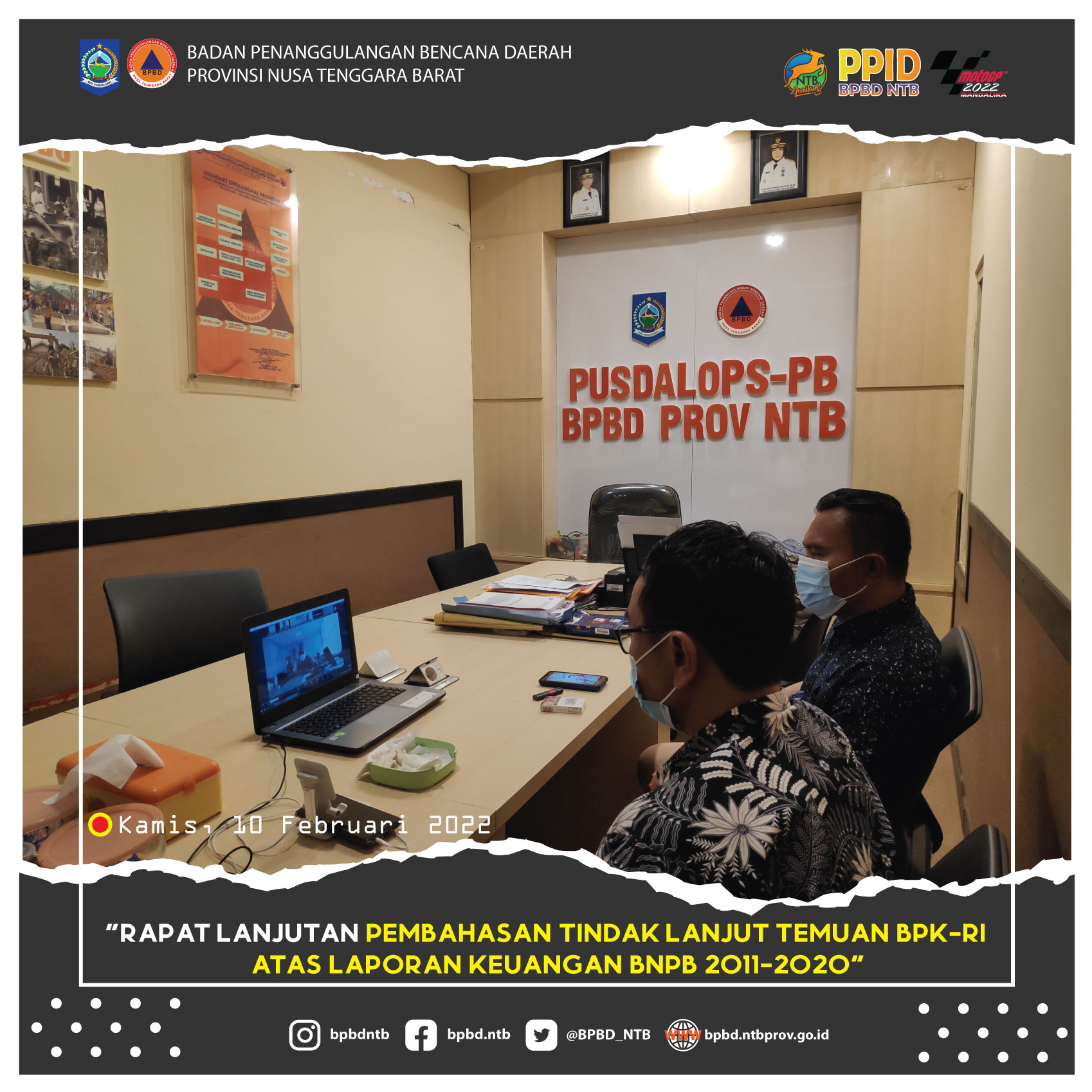 BPBD Provinsi NTB Mengikuti Rapat Lanjutan Pembahasan Tindak Lanjut Temuan BPK-RI Atas Laporan Keuangan BNPB 2011-2020