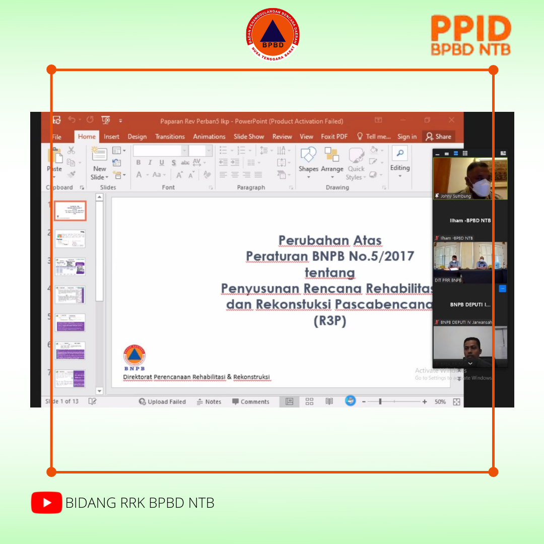Rapat Uji Publik Perubahan atas Peraturan BNPB No. 5 Tahun 2017 tentang Penyusunan Rencana Rehabilitasi dan Rekonstruksi Pascabencana