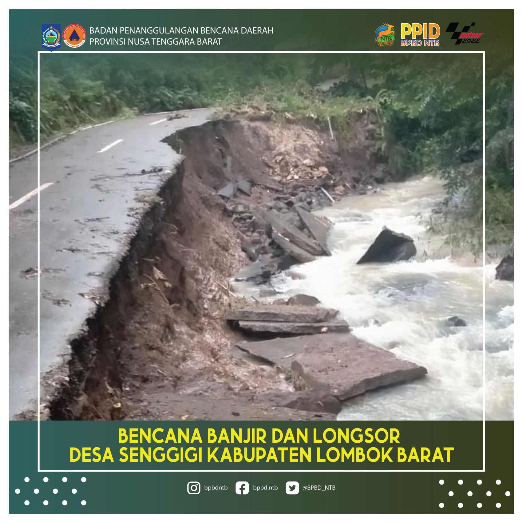 Laporan Kejadian Bencana Banjir dan Longsor Desa Senggigi Kabupaten Lombok Barat (Selasa, 11 Januari 2022)