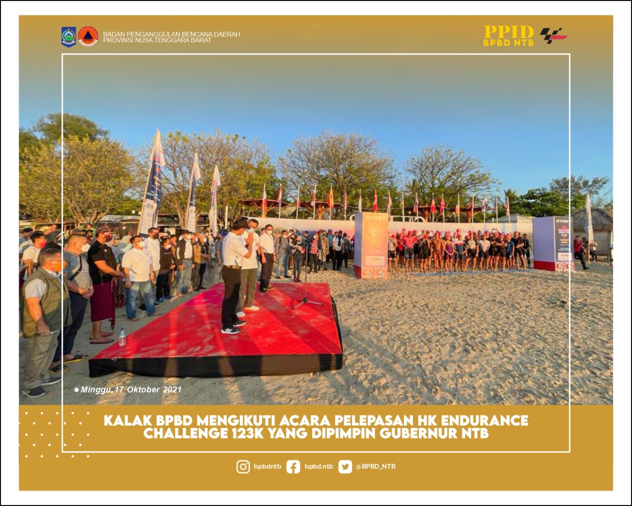 Kalak BPBD NTB Mengikuti Pelepasan Peserta Hutama Karya Endurance Challenge di Gili Air Lombok Utara