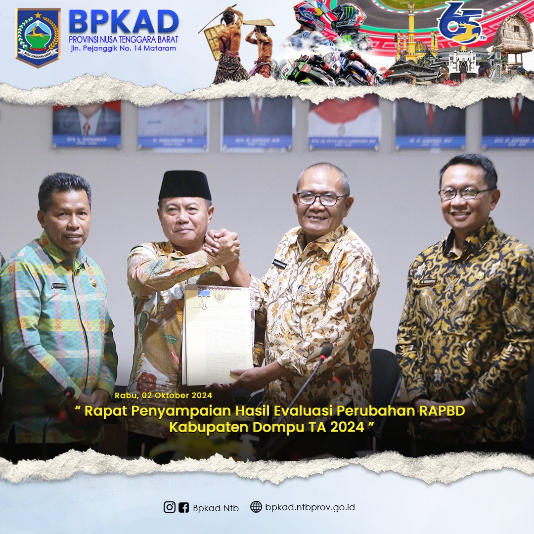 Rapat Penyampaian Hasil Evaluasi Perubahan RAPBD Kabupaten Dompu TA 2024