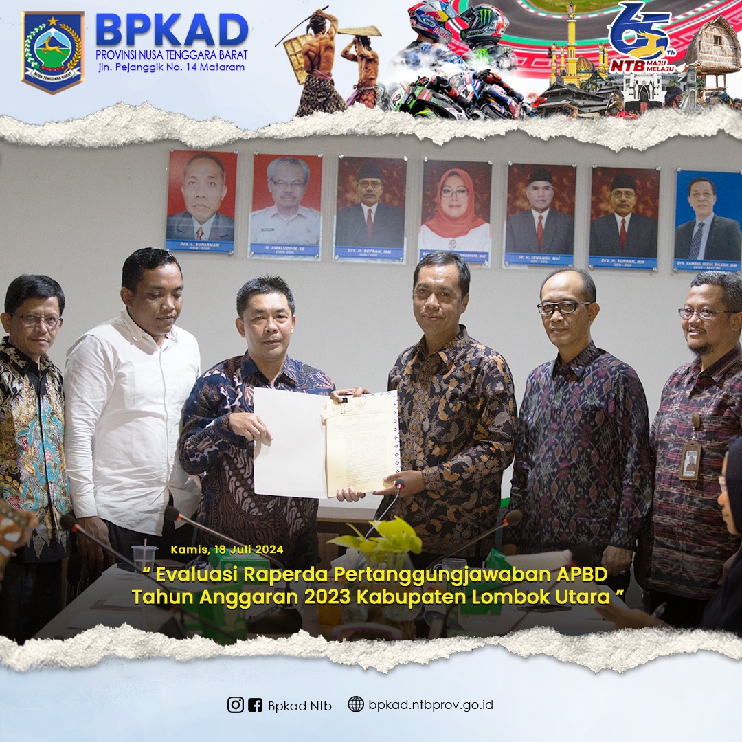 Evaluasi Raperda Pertanggungjawaban APBD Tahun Anggaran 2023 Kabupaten Lombok Utara