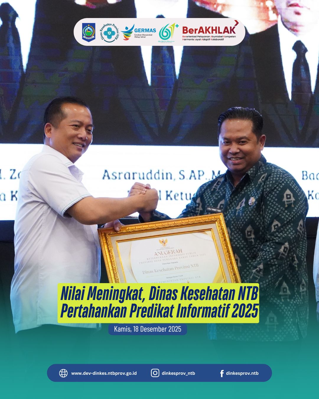 Nilai Meningkat, Dinas Kesehatan NTB Pertahankan Predikat Informatif 2025