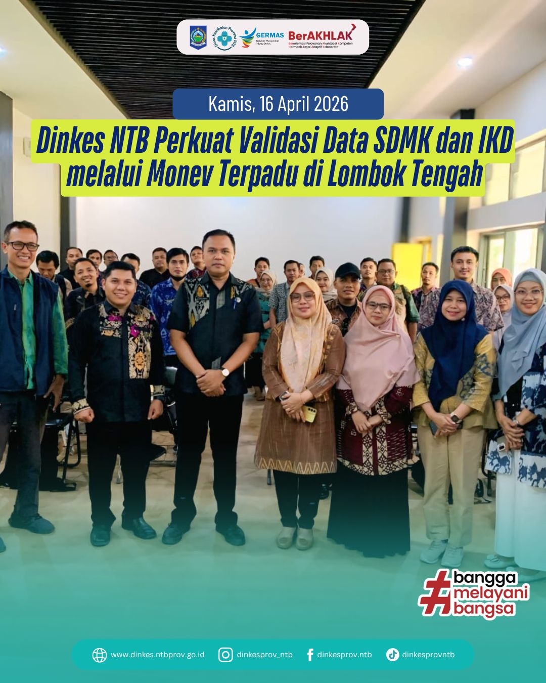 Dinkes NTB Perkuat Validasi Data SDMK dan IKD melalui Monev Terpadu di Lombok Tengah
