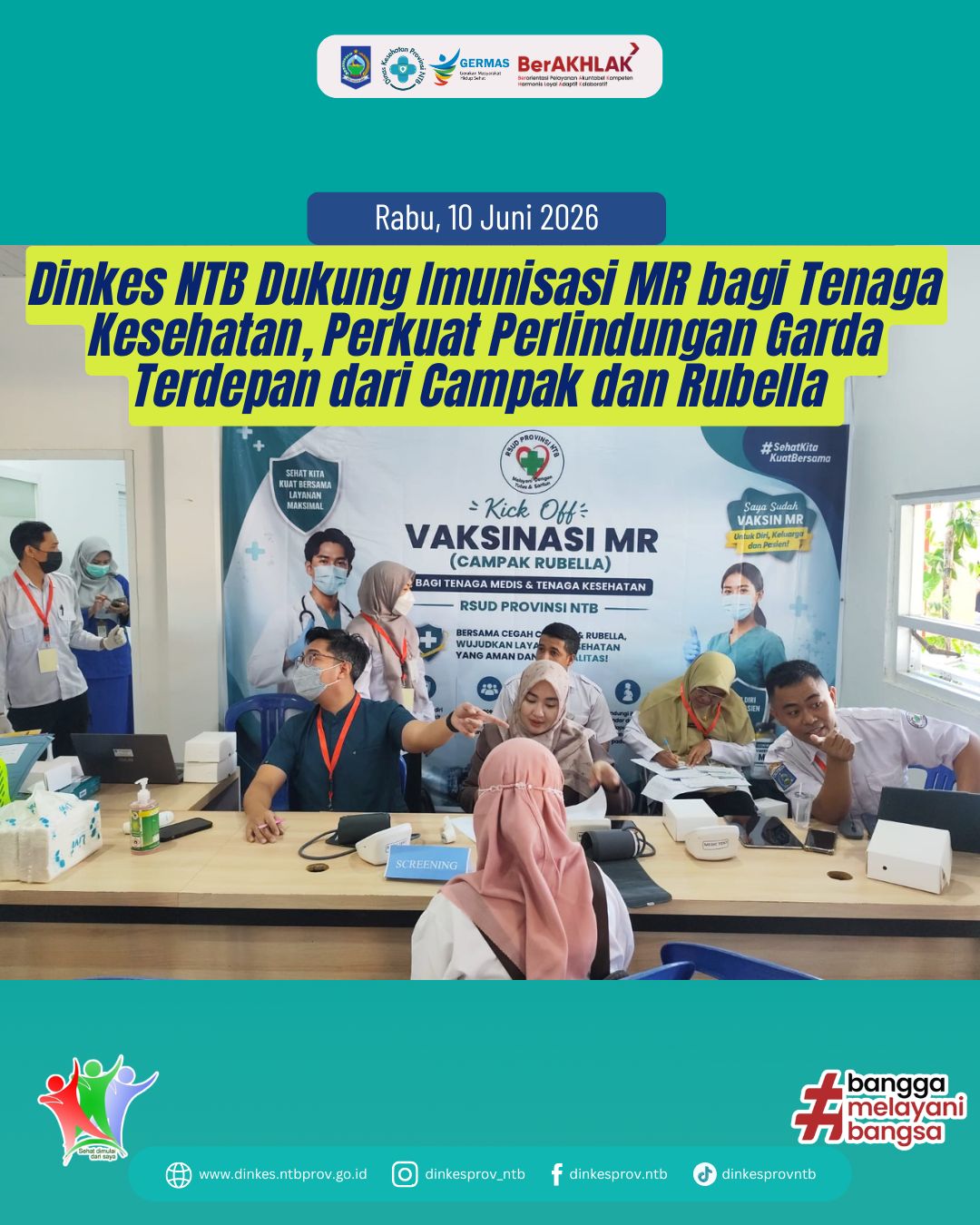 Dinkes NTB Dukung Imunisasi MR bagi Tenaga Kesehatan, Perkuat Perlindungan Garda Terdepan dari Campak dan Rubella