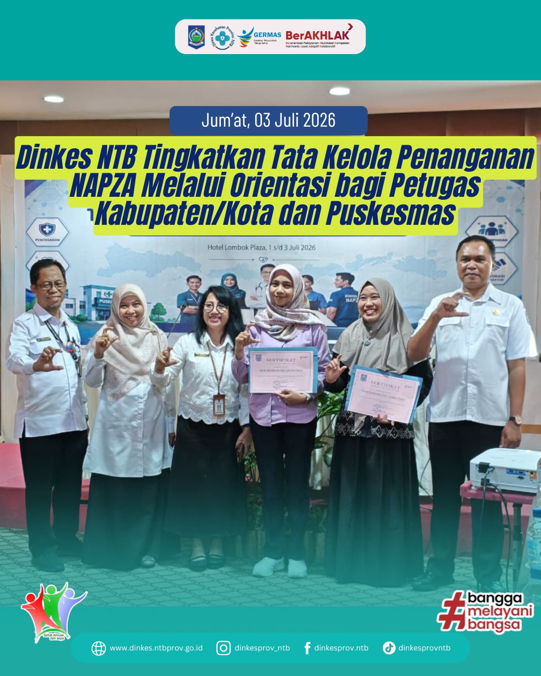 Dinkes NTB Tingkatkan Tata Kelola Penanganan NAPZA Melalui Orientasi bagi Petugas Kabupaten/Kota dan Puskesmas