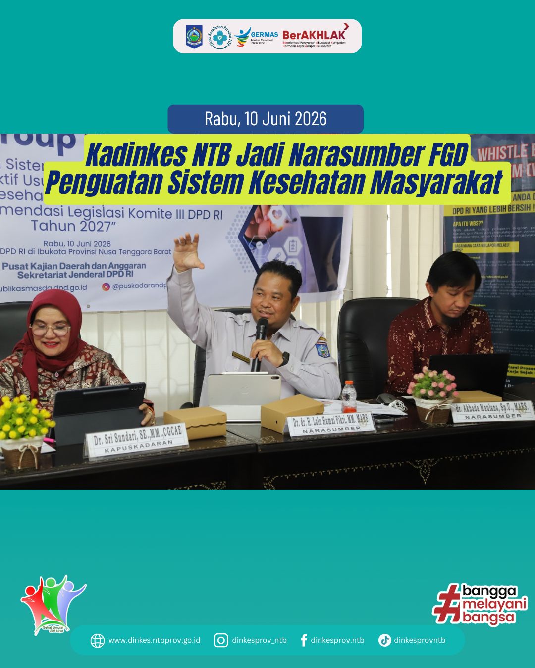 Kepala Dinas Kesehatan NTB Jadi Narasumber FGD Penguatan Sistem Kesehatan Masyarakat
