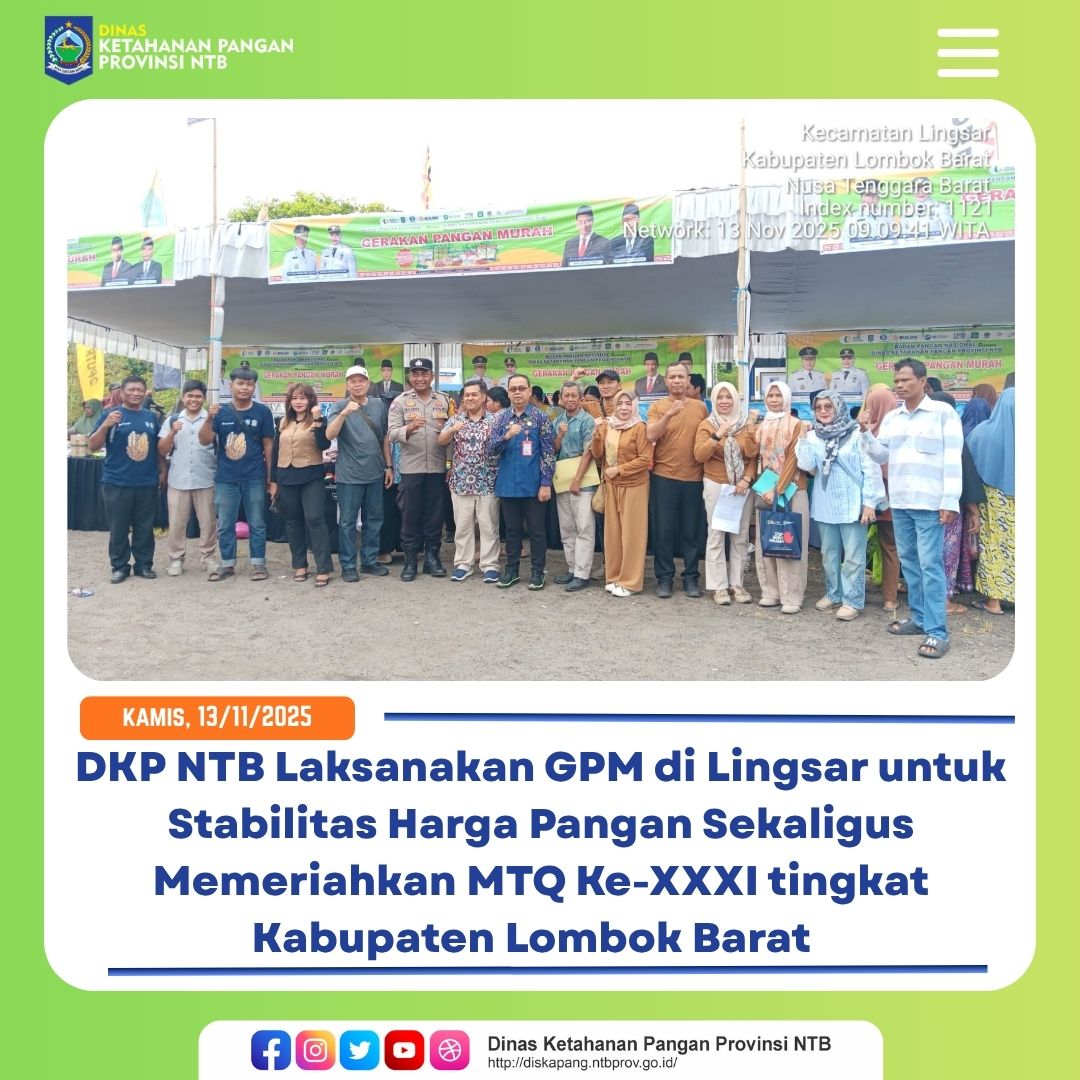 DKP NTB Laksanakan GPM di Lingsar untuk Stabilitas Harga Pangan Sekaligus Memeriahkan MTQ Ke-XXXI tingkat Kabupaten Lombok Barat  