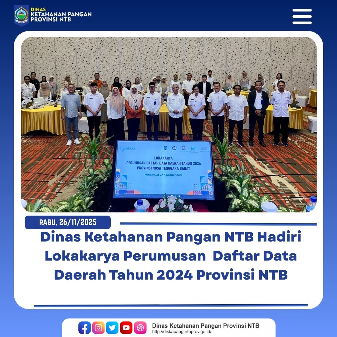 Dinas Ketahanan Pangan NTB Hadiri Lokakarya Perumusan  Daftar Data Daerah Tahun 2024 Provinsi NTB